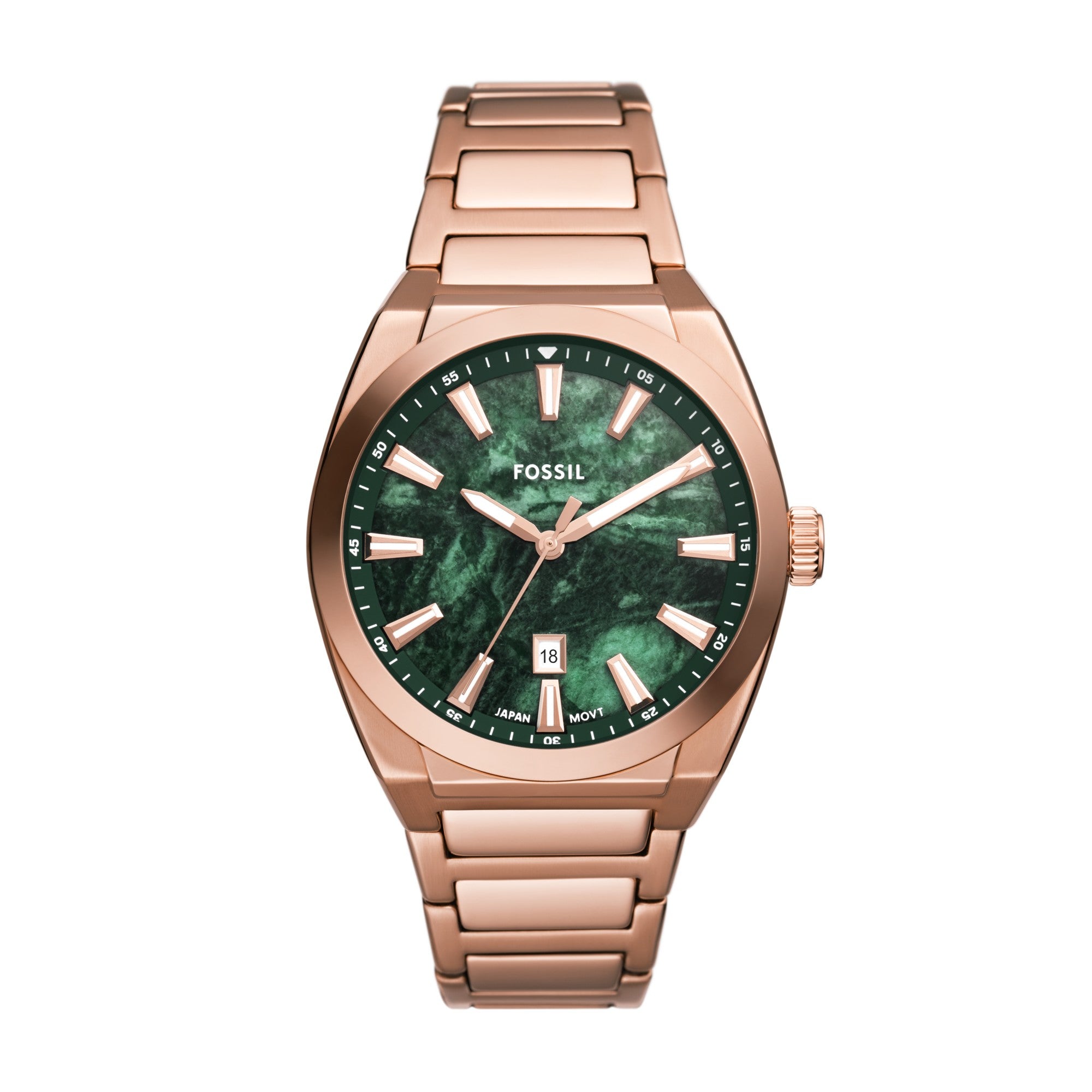 Fossil Everett FS6074 watch, green dial, front view