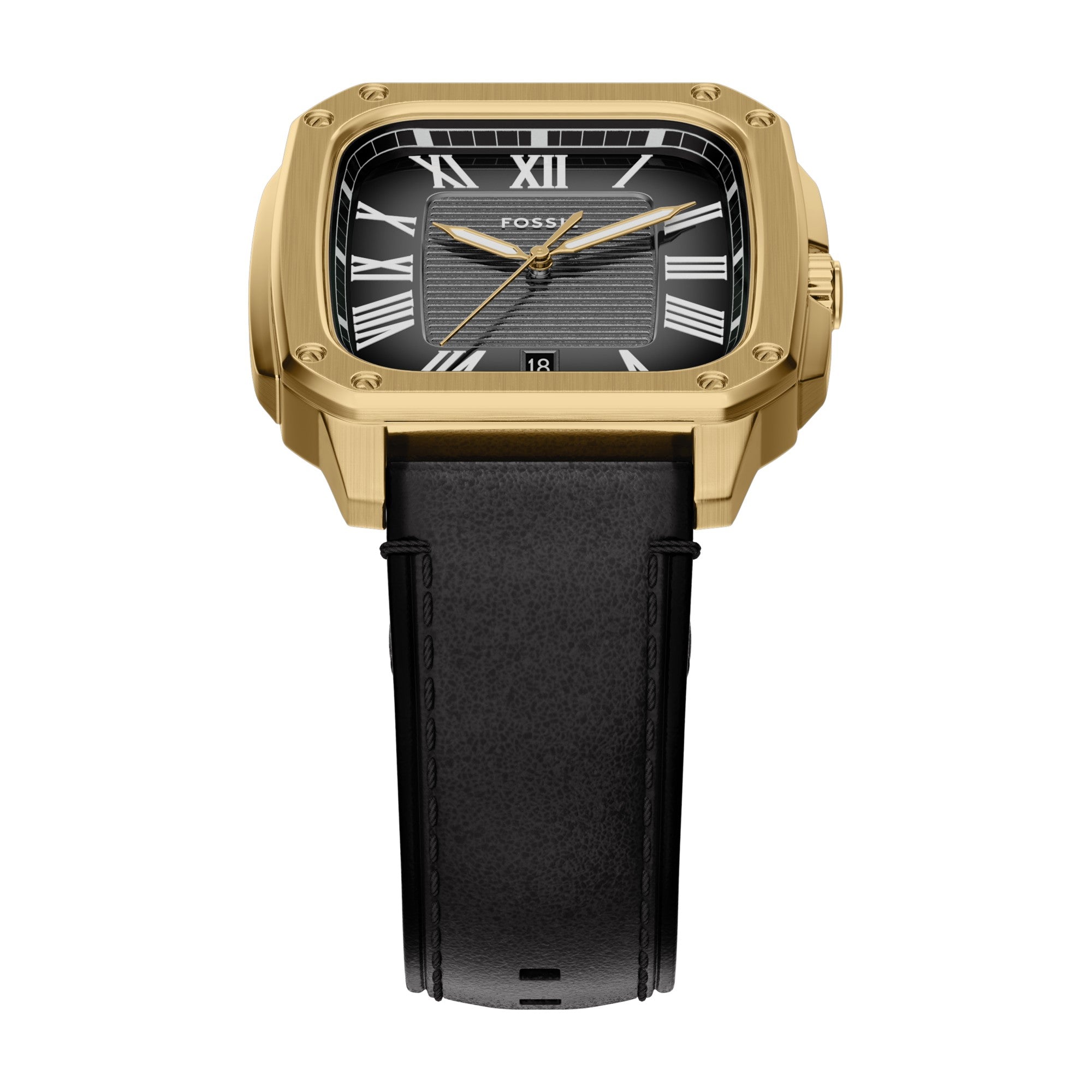 Montre Fossil Crosby FS6151, cadran noir, portée au poignet