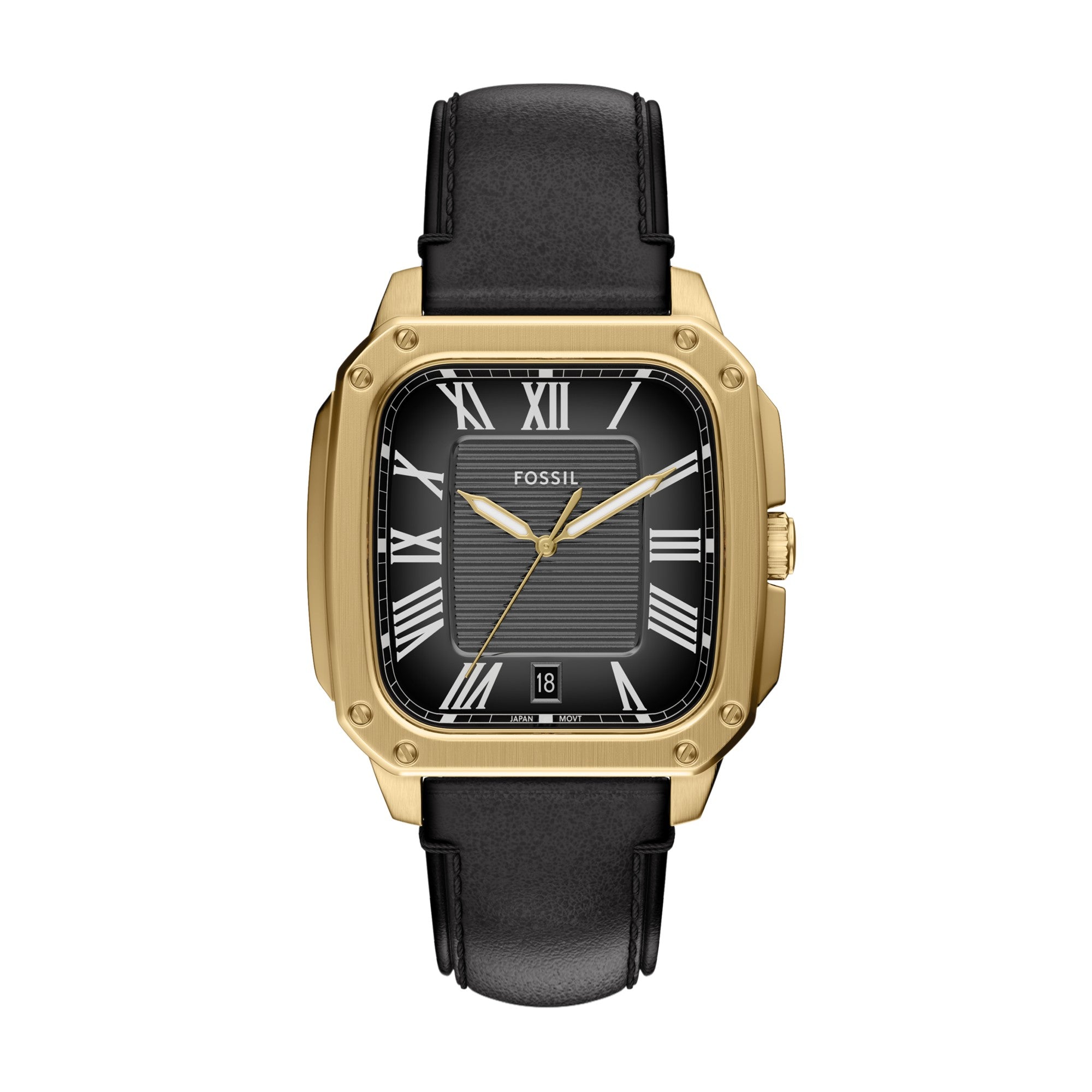 Montre Fossil Crosby FS6151, cadran noir, vue de face