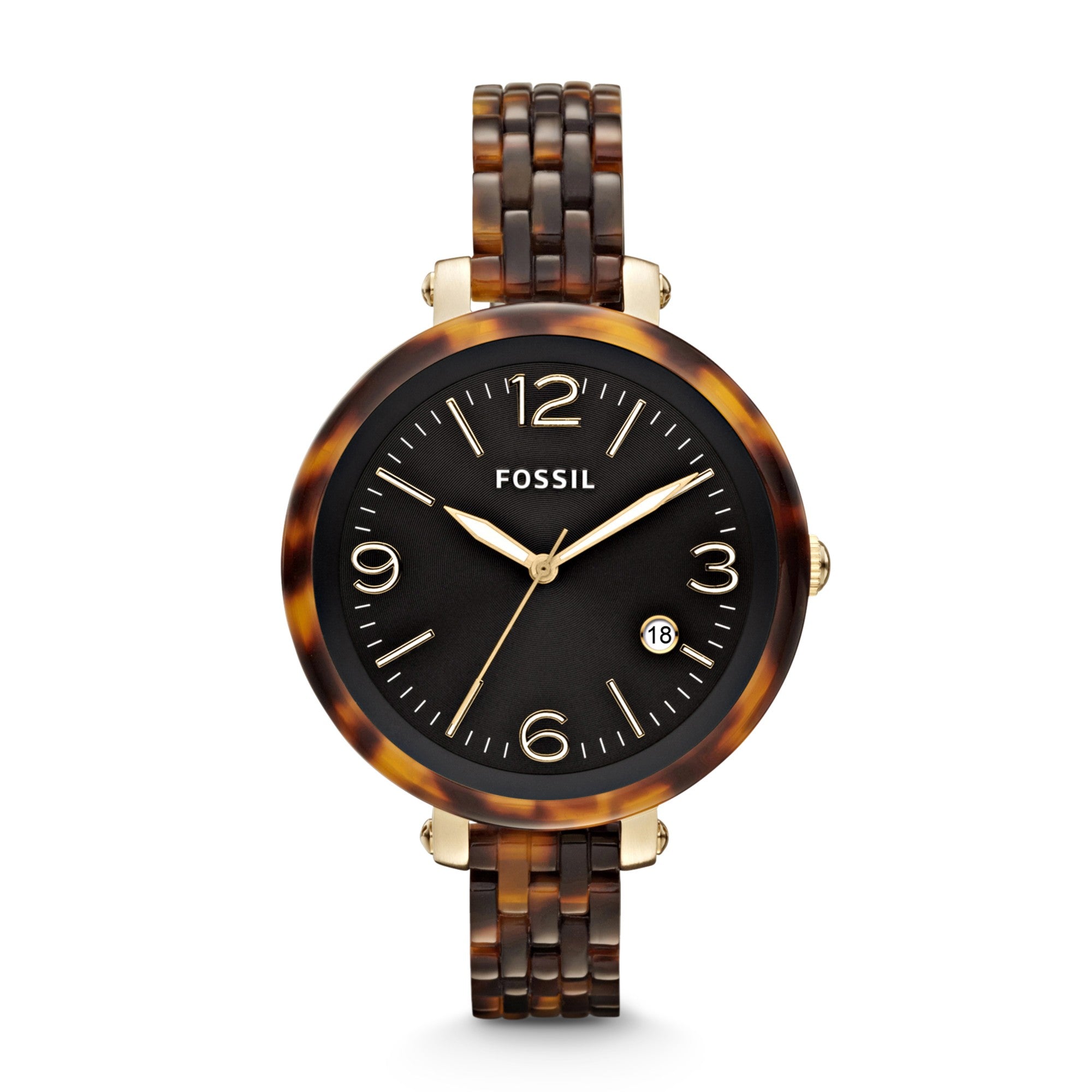Montre Fossil Heather JR1406, cadran noir, vue de face