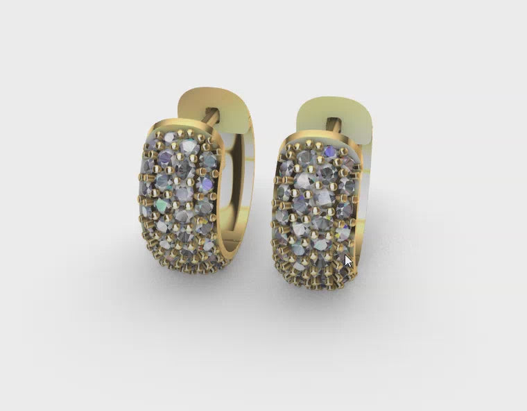 Hoops - Gold paved with natural diamonds 1.00CT 6mm X 11mm - BOGD018