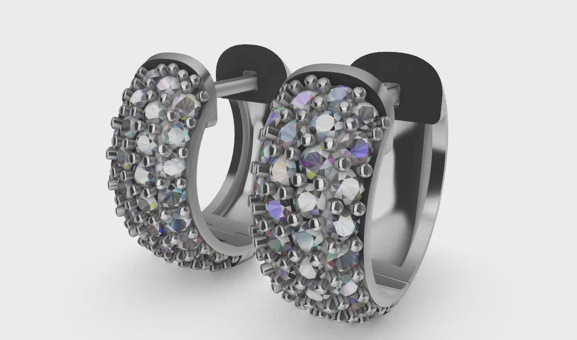 Hoops - Gold paved with natural diamonds 1.00CT 6mm X 11mm - BOGD018