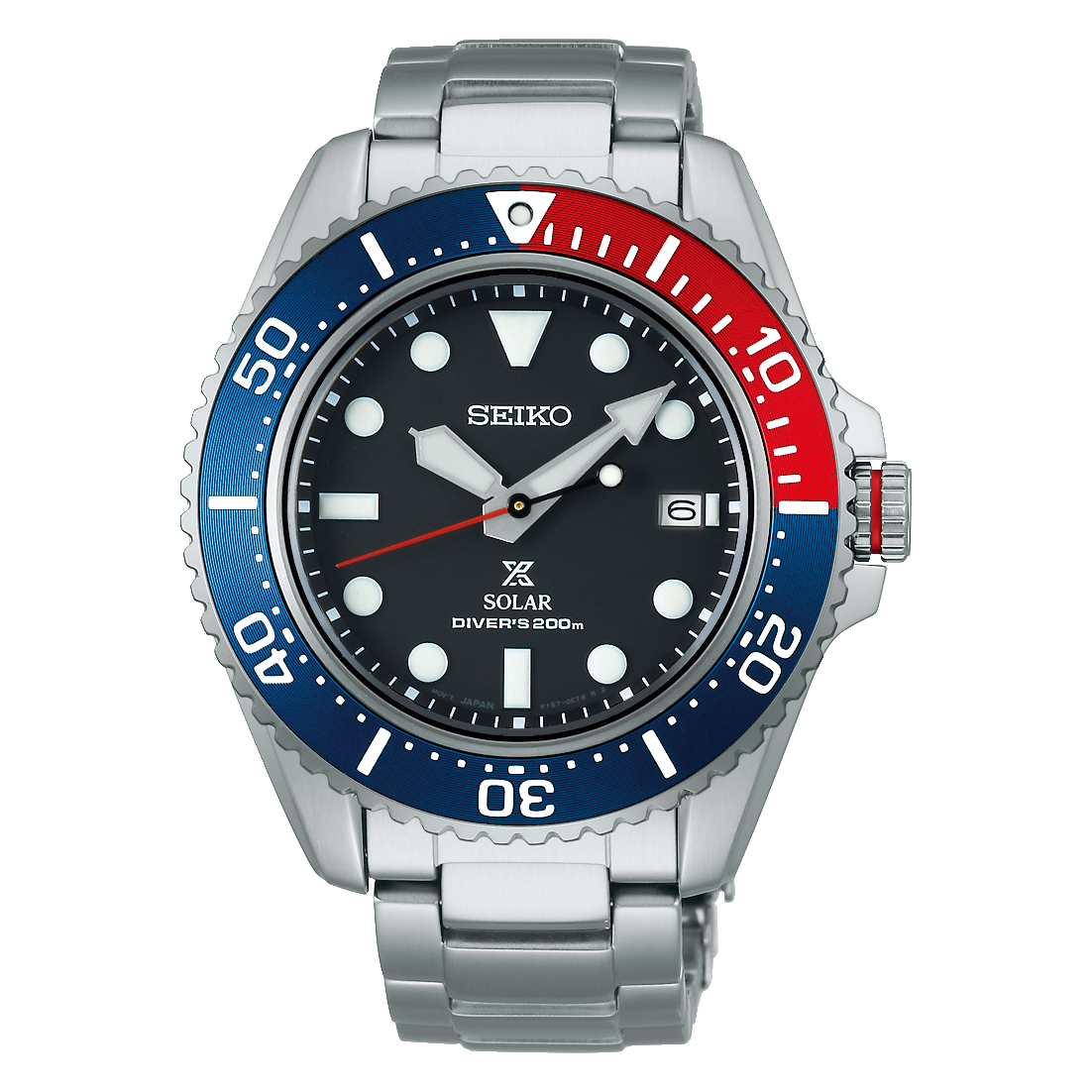 Seiko Prospex SNE591P1 watch, black dial, front view
