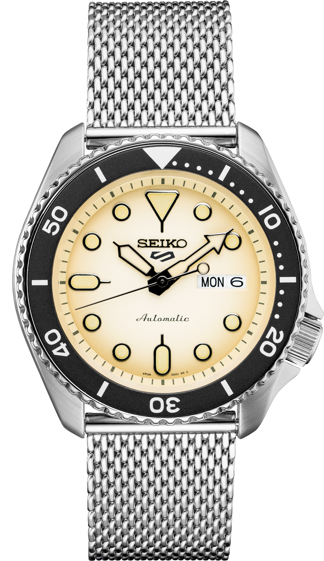 Seiko 5 Sports SRPD67K1F watch, champagne dial, front view