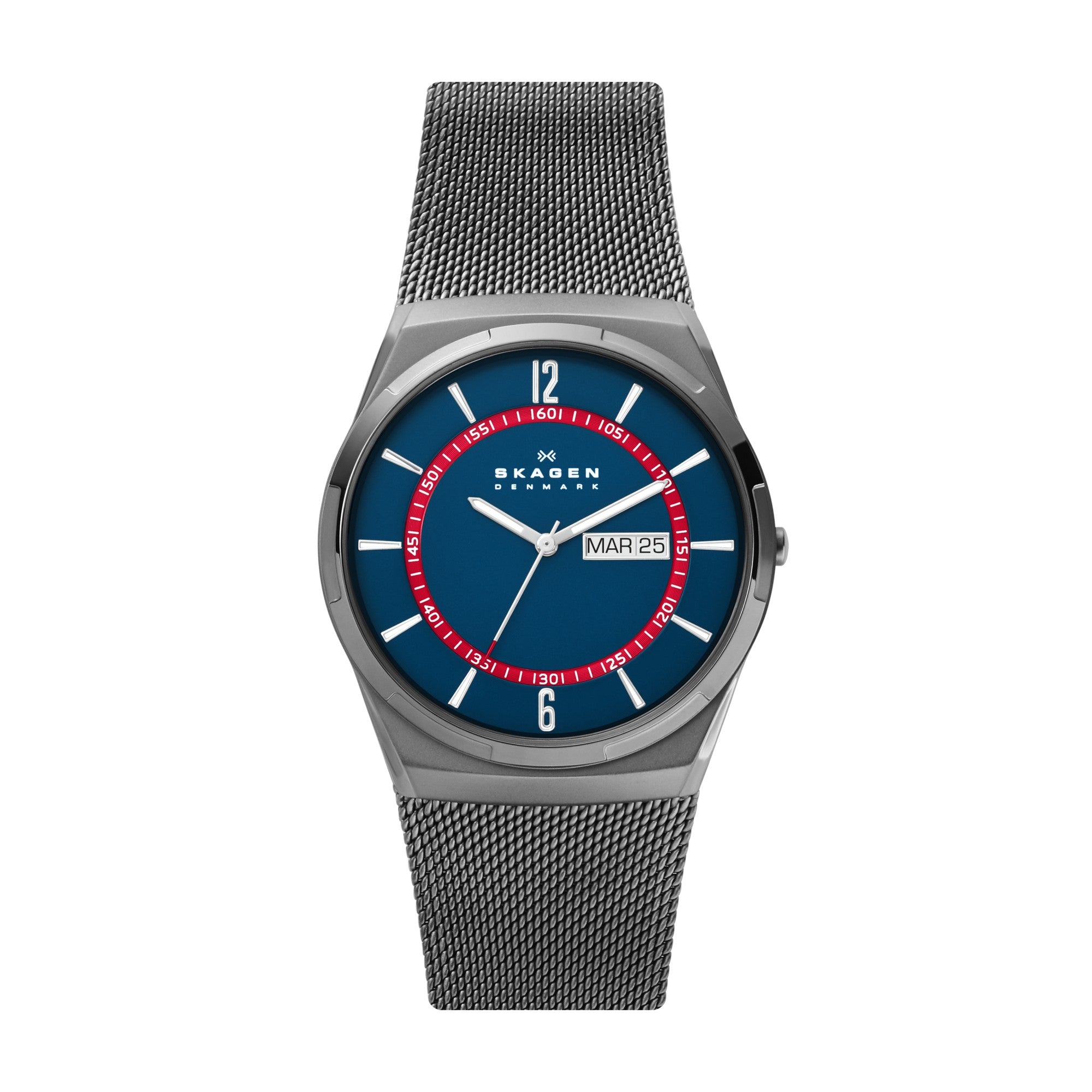 Montre Skagen Melbye SKW6787, cadran bleu, vue de face