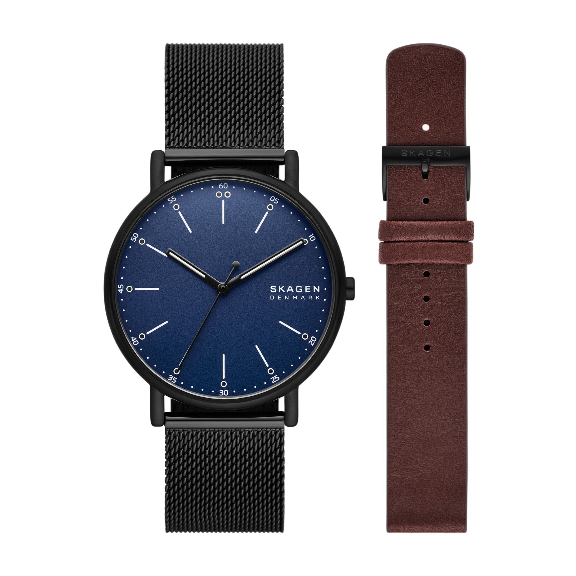 Montre Skagen Signatur SKW6933SET, cadran bleu, vue de face