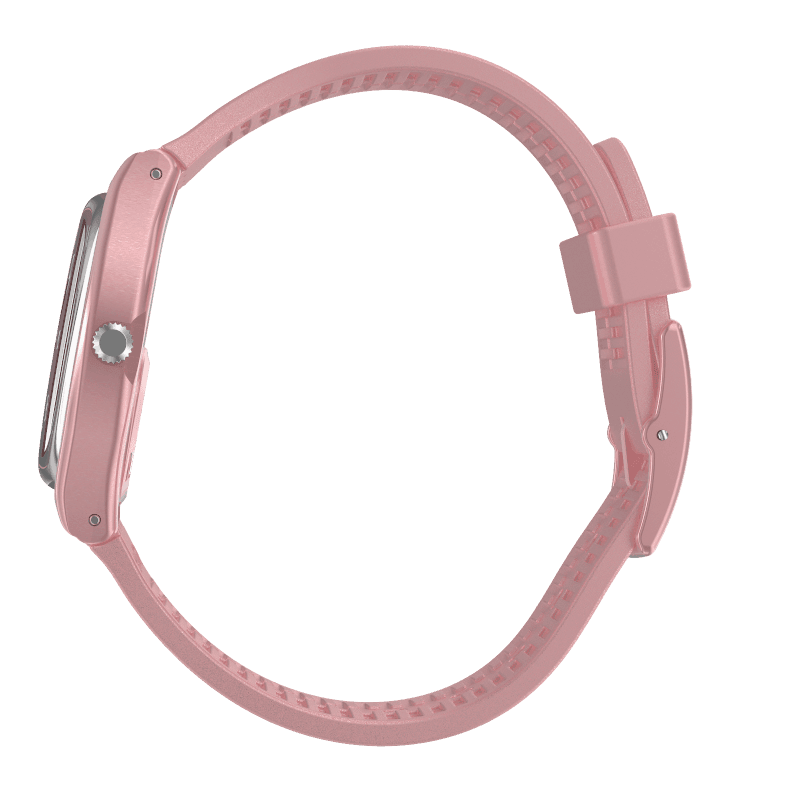 Montre Swatch So Pink GP161, cadran rose, vue de profil