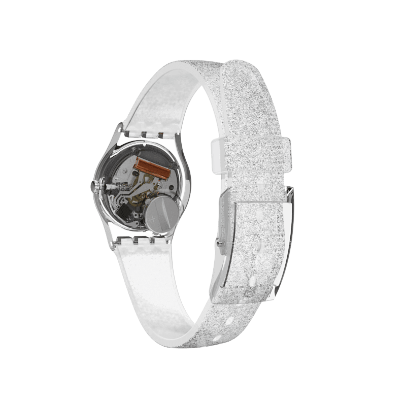 Swatch Silver Glistar Too LK343E watch, back view