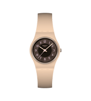 Swatch Espresso Charm LT104 watch, brown dial, front view