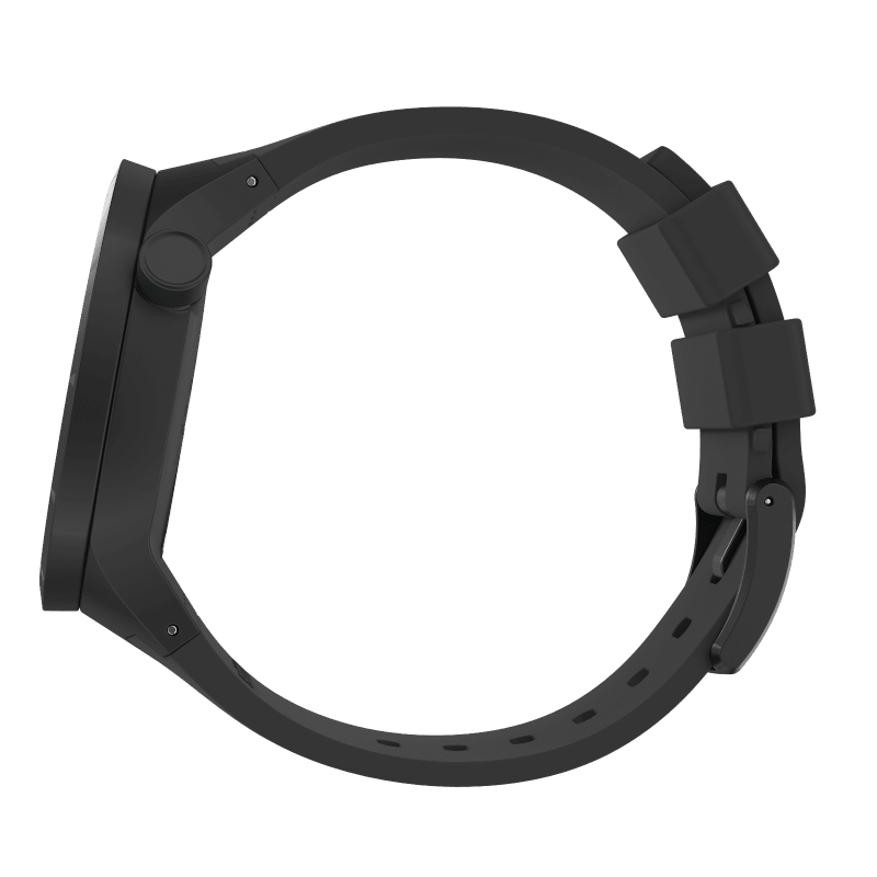 Montre Swatch Big Bold Bioceramic Basalt SB03B110, cadran noir, vue de profil