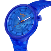 Swatch Big Bold Navy Joy SB05N116 watch, blue dial, side profile