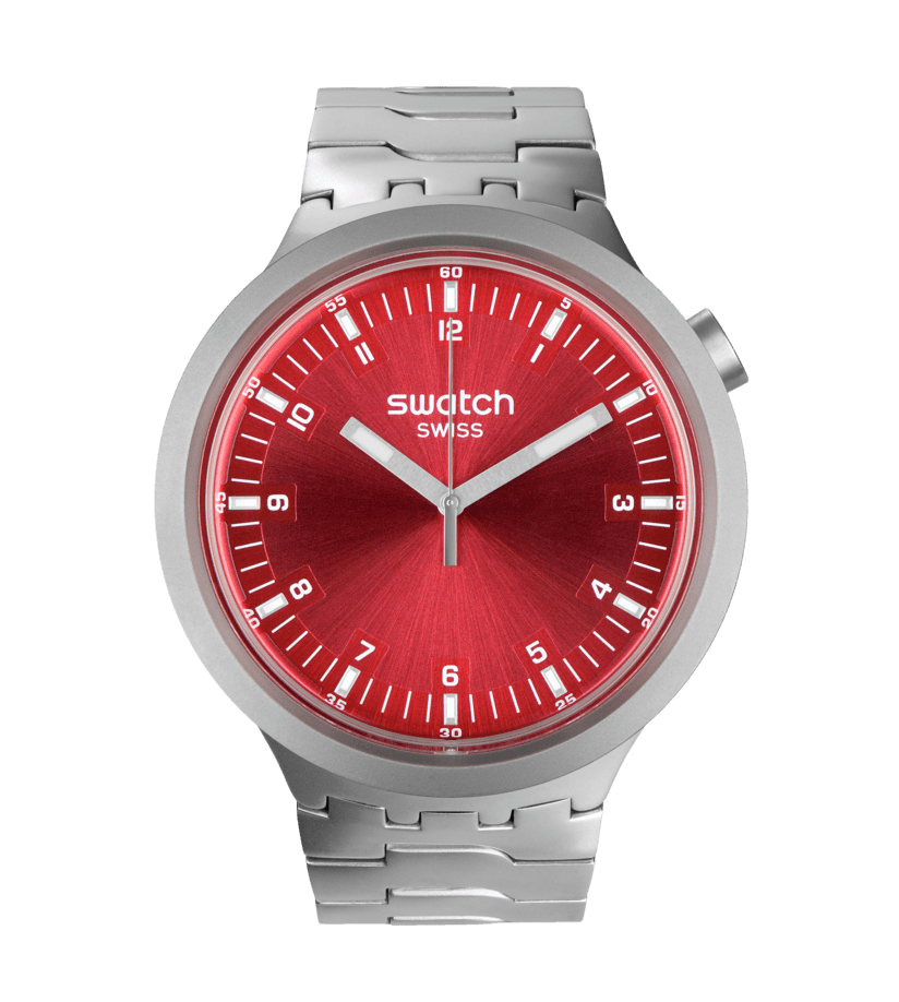Montre Swatch Big Bold Scarlet Shimmer SB07S104G, cadran rouge, vue de face