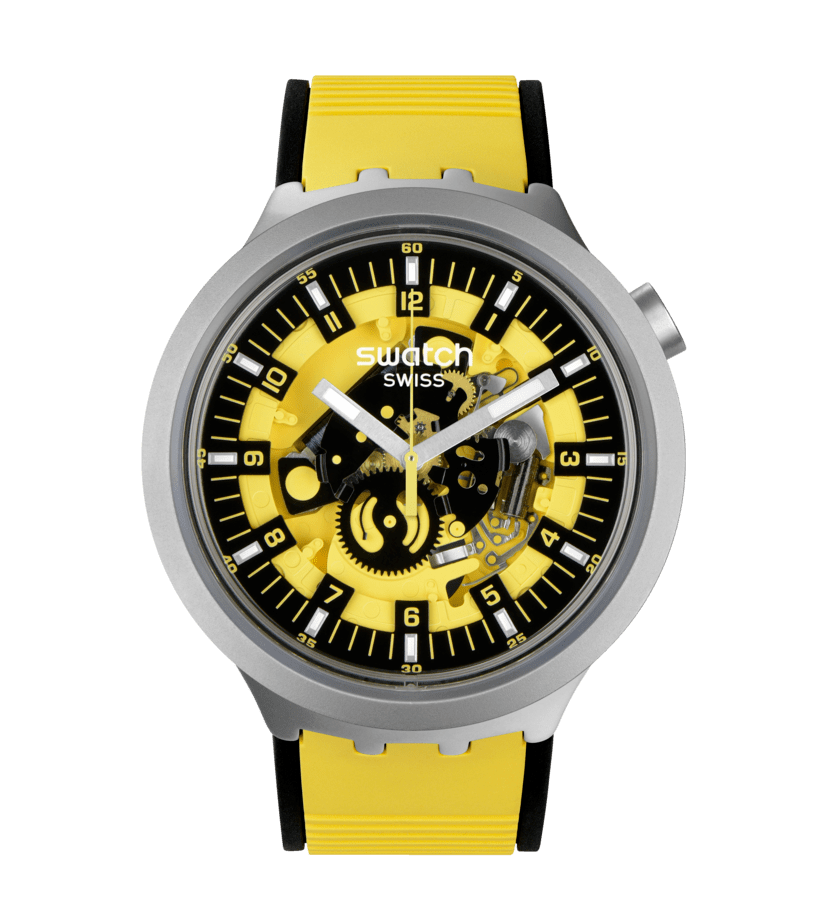 Montre Swatch Big Bold Bolden Yellow SB07S109, cadran jaune, vue de face