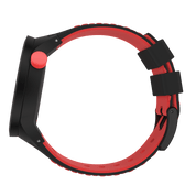 Swatch Bbblood SO27B102 watch, black dial, side profile