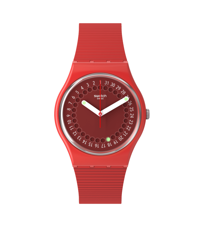 Montre Swatch Cycles in the Sun SO28R400, cadran marron, vue de face
