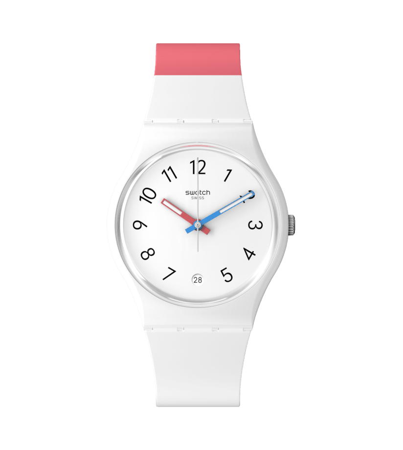Montre Swatch Gent in the Block SO28W400, cadran blanc, vue de face