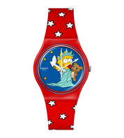 Swatch Little Lady Liberty SO28Z120 watch, blue dial, front view