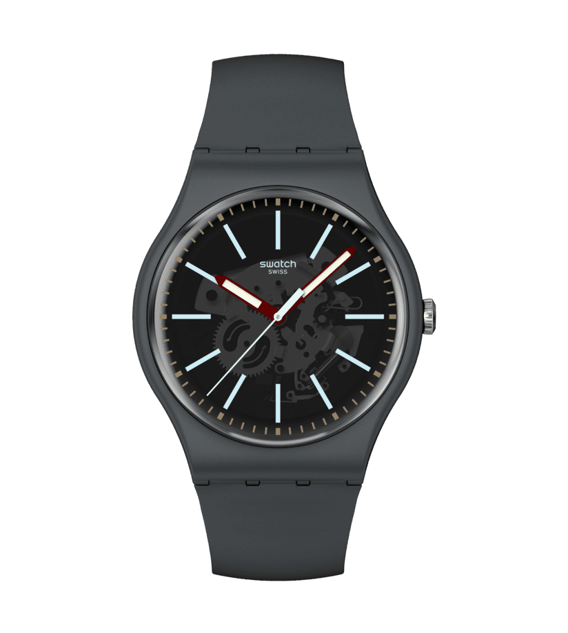 Montre Swatch Cobblestone Street SO29A101, cadran gris, vue de face