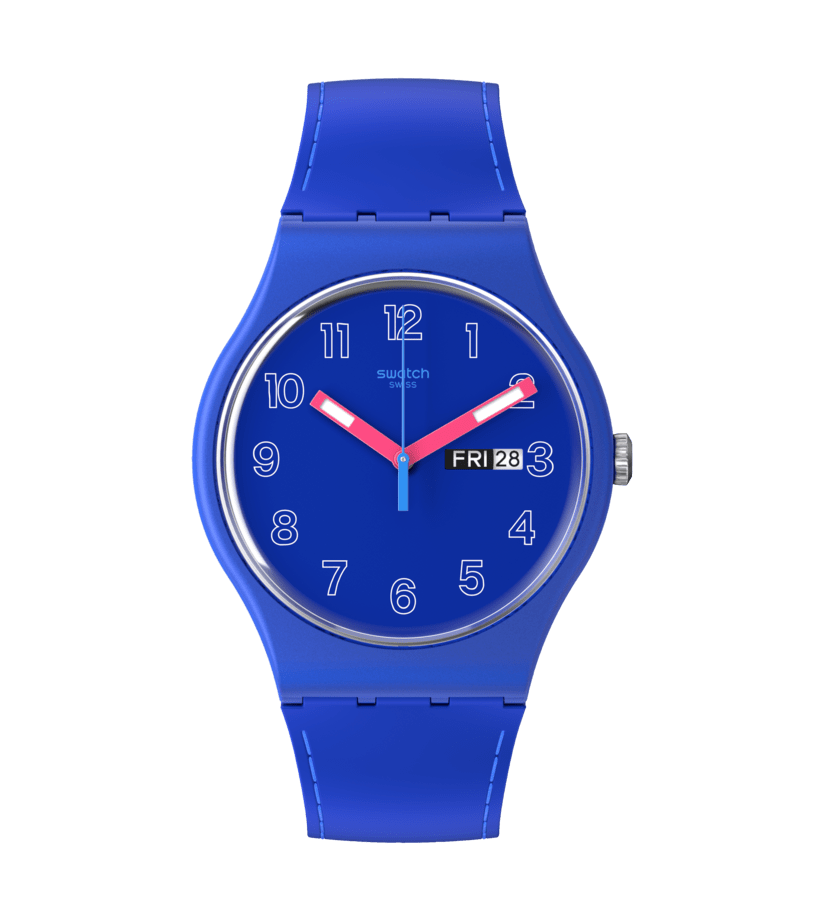 Montre Swatch Cobalt Disco SO29N705, cadran bleu, vue de face