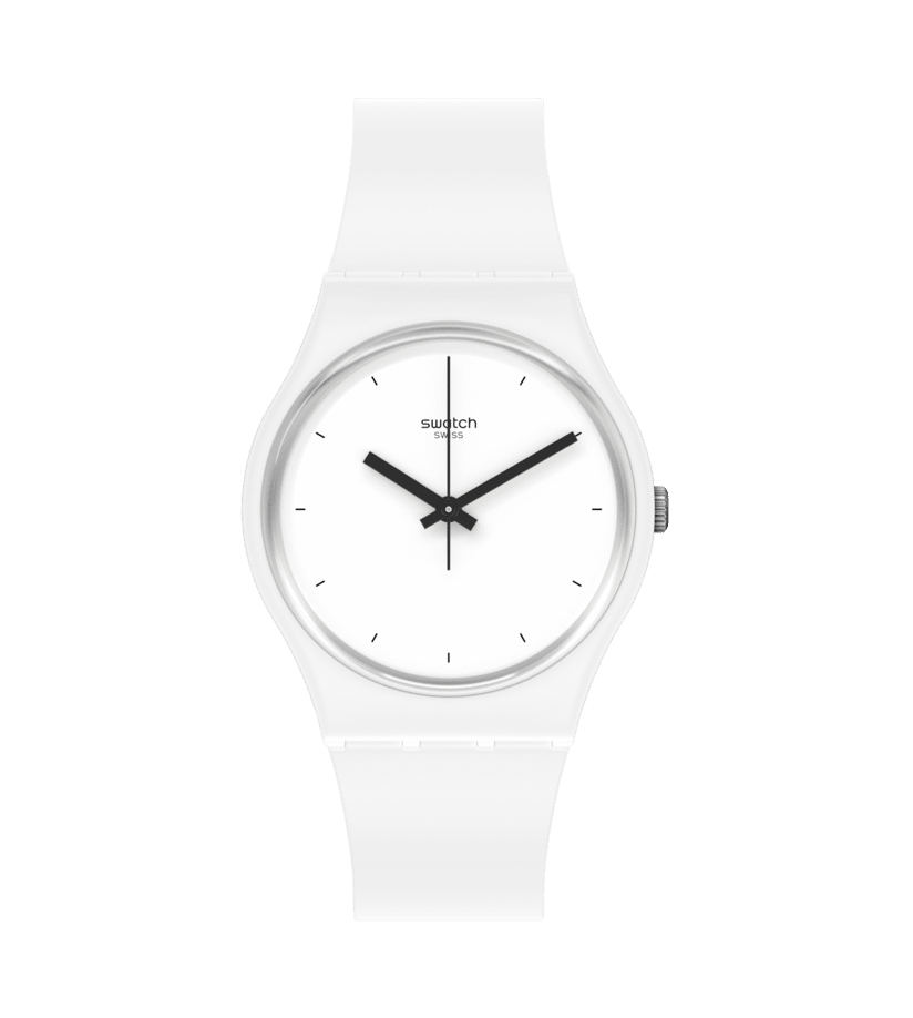 Montre Swatch Think Time White SO31W100, cadran blanc, vue de face