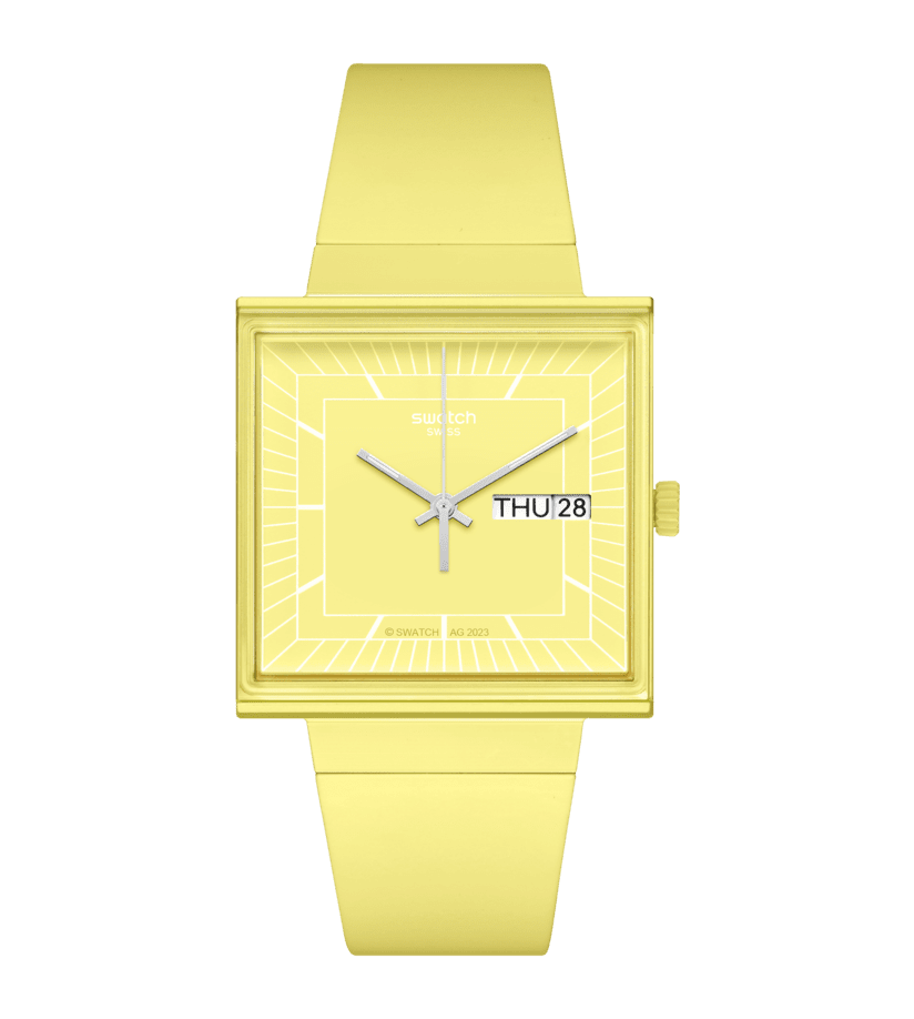 Montre Swatch What If…Lemon? SO34J700, cadran jaune, vue de face
