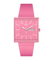 Montre Swatch What If…Rose? SO34P700, cadran rose, vue de face