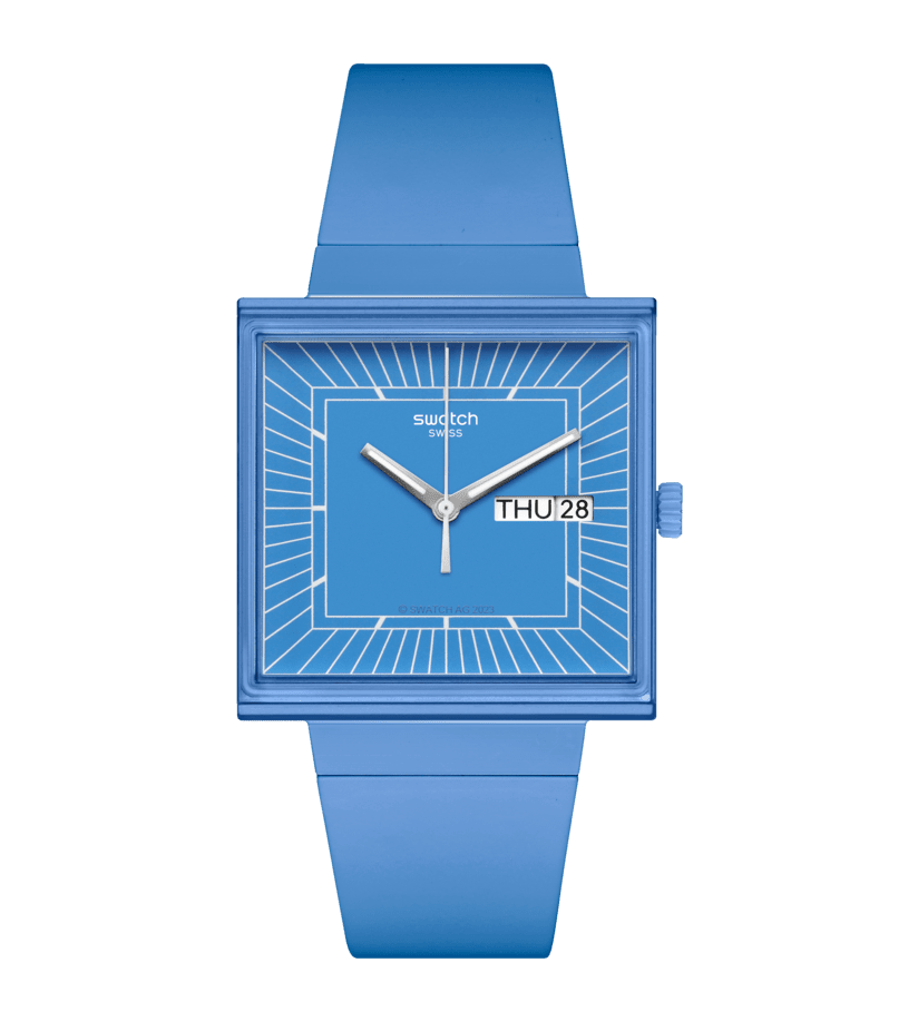 Swatch What If…Sky? SO34S700 watch, blue dial, front view