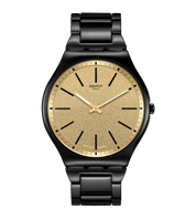 Montre Swatch Skin Dashing Slate SS07B109G, cadran jaune, vue de face