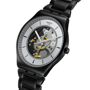 Montre Swatch Skin Train the Hands SS07B113G, cadran gris, vue de profil