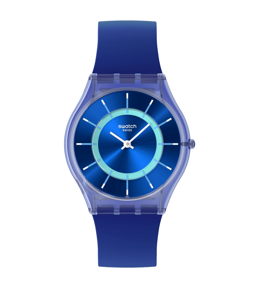 Swatch Skin Jammy Grape Dream SS08I100 watch, blue dial, front view