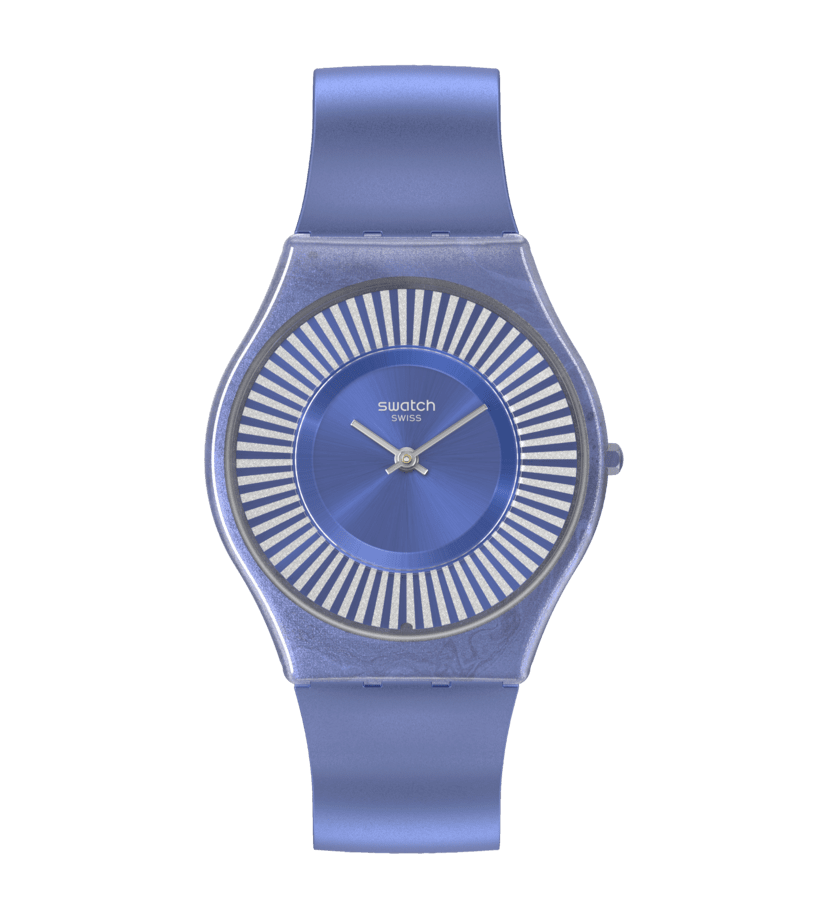 Swatch Skin Metro Deco SS08N110 watch, blue dial, front view