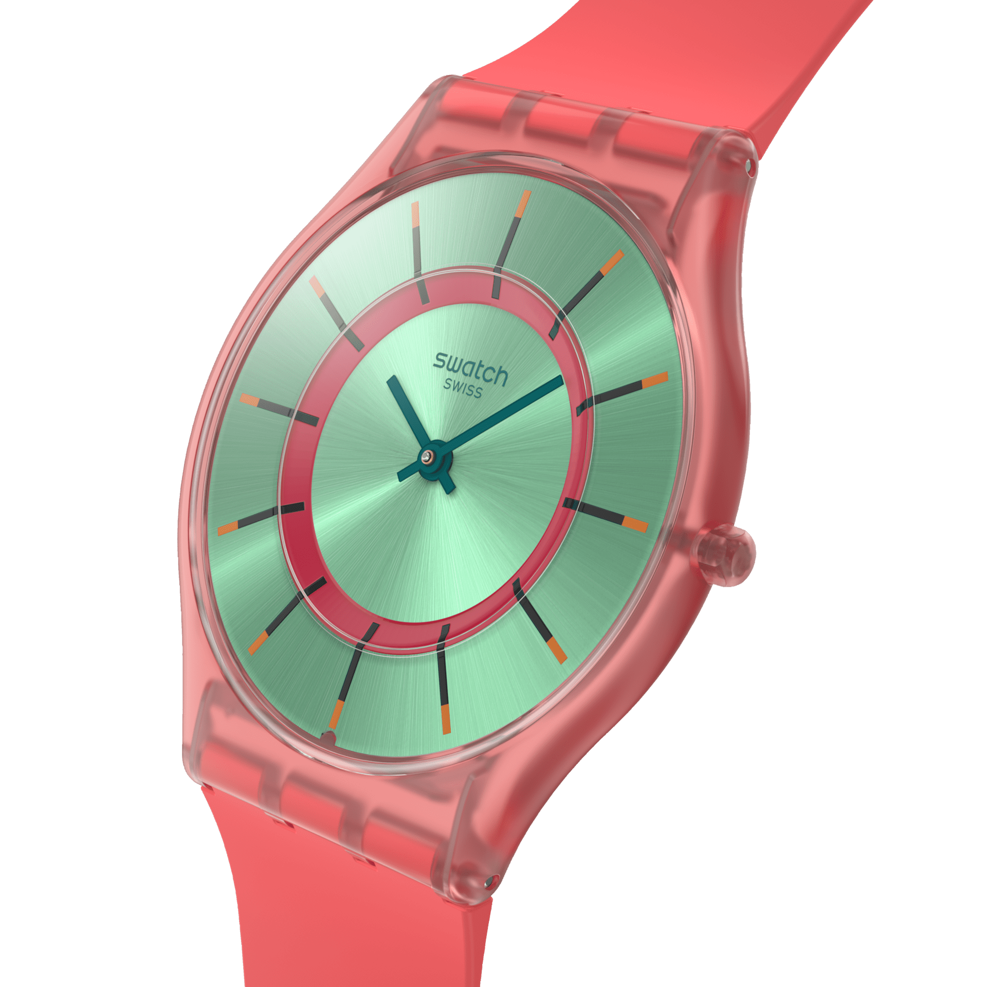 Swatch Skin Minty Mango Dream SS08P111 watch, green dial, side profile