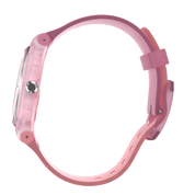 Montre Swatch Supercharged Pinks SUOK151, cadran transparent, vue de profil