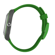 Montre Swatch Shimmer Green SUOM117, cadran transparent, vue de profil