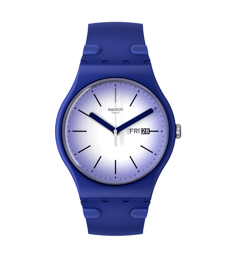 Montre Swatch Violet Verbena SUON716, cadran blanc, vue de face