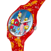 Swatch Wondrous Winter Wonderland SUOZ361 watch, blue dial, side profile