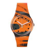 Montre Swatch Barns-Graham's Orange and Red on Pink SUOZ362, cadran orange, vue de face