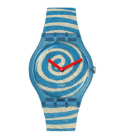 Montre Swatch Bourgeois's Spirals SUOZ364, cadran bleu, vue de face