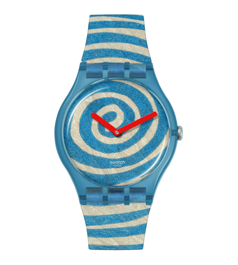Montre Swatch Bourgeois's Spirals SUOZ364, cadran bleu, vue de face