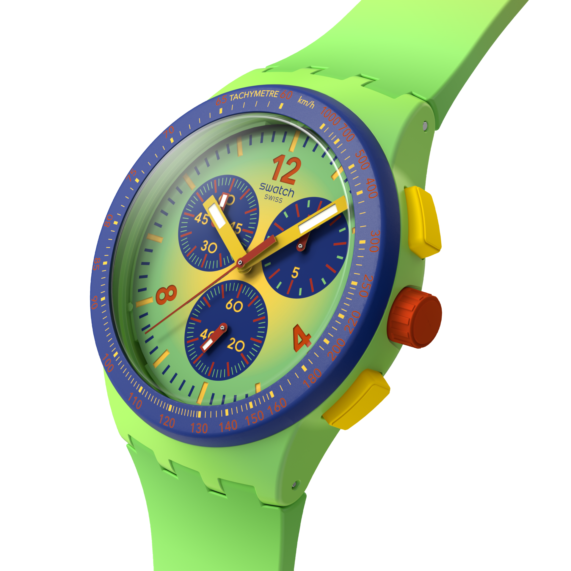 Montre Swatch Flowing Freshly SUSG101, cadran vert, vue de profil