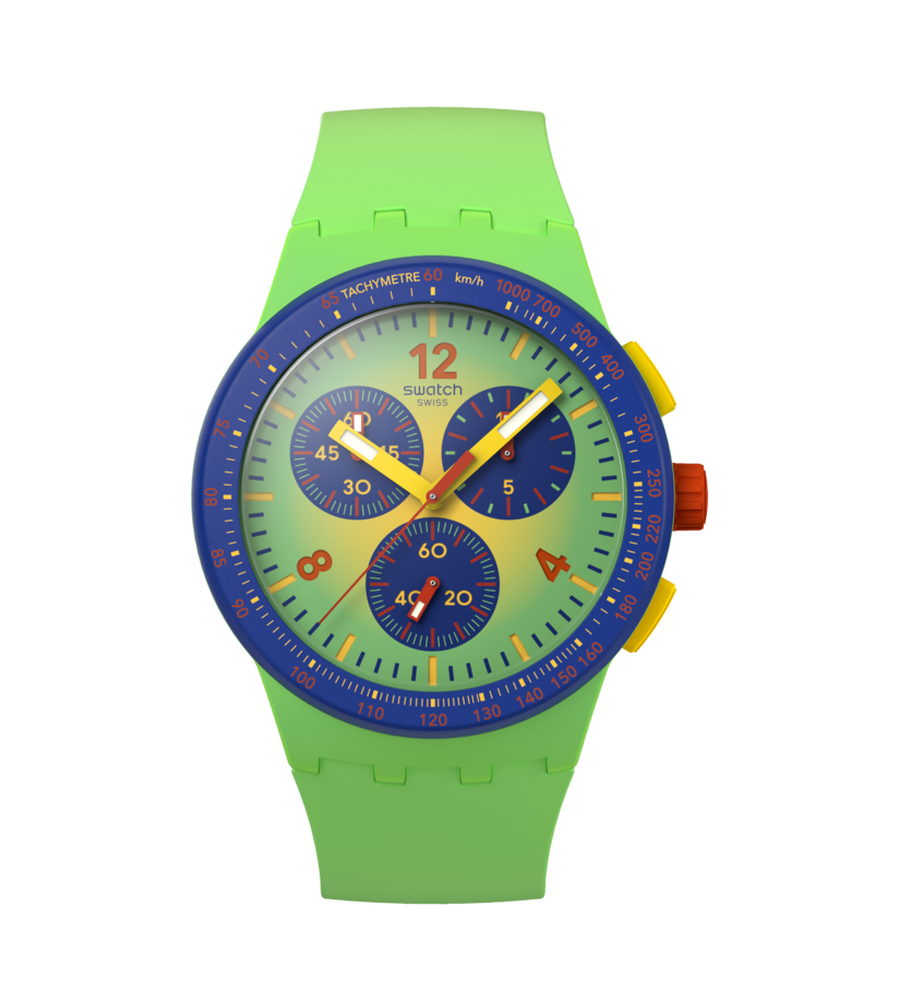 Montre Swatch Flowing Freshly SUSG101, cadran vert, vue de face