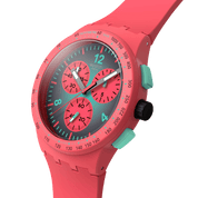 Swatch Paradiso Kinetiko SUSP100 watch, pink dial, side profile