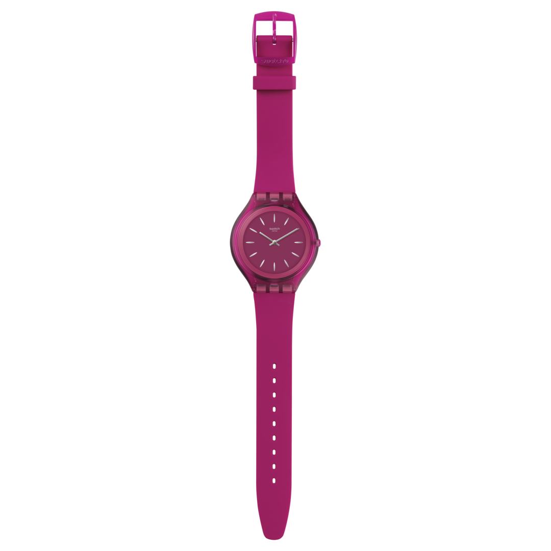 Swatch Skin Skinromance SVUV100 watch, purple dial, front view