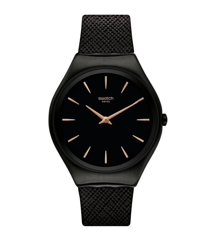 Swatch Skin Notte SYXB101 watch, black dial, front view