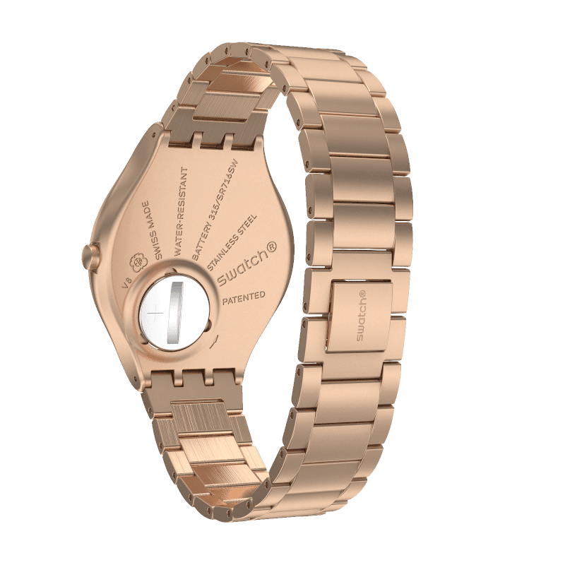Swatch Skin Goldtralize SYXG110G watch, back view