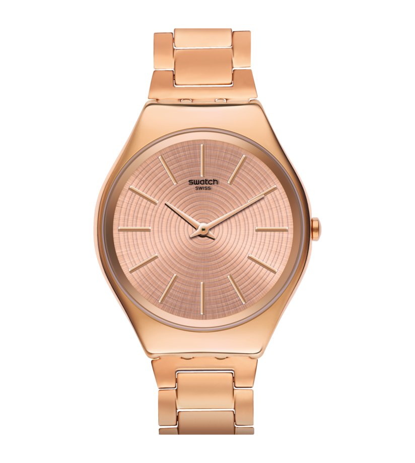 Swatch Skin Goldtralize SYXG110G watch, pink dial, front view