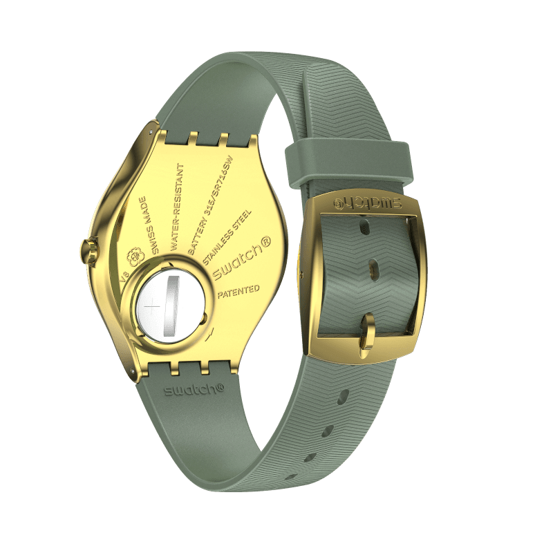 Swatch Skin Green Moire SYXG113 watch, back view