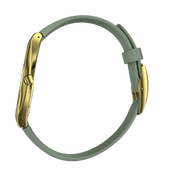 Swatch Skin Green Moire SYXG113 watch, yellow dial, side profile