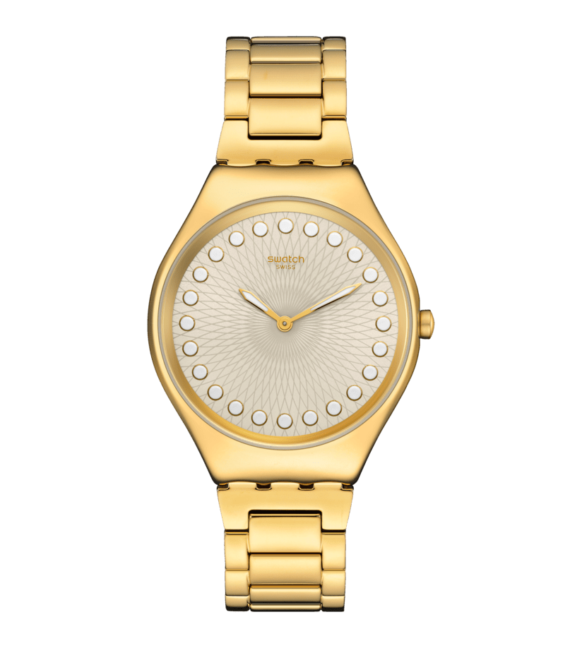 Montre Swatch Skin Bubbly and Bright SYXG126G, cadran beige, vue de face