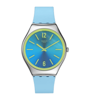 Swatch Skin Midday Sky SYXS156 watch, blue dial, front view